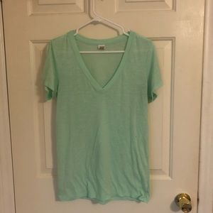 V neck PINK shirt. Mint green